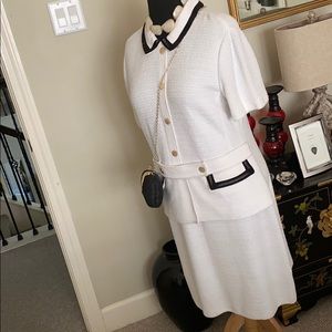 ST. John dress in a perfect, white & caviar black! Stay stunning!